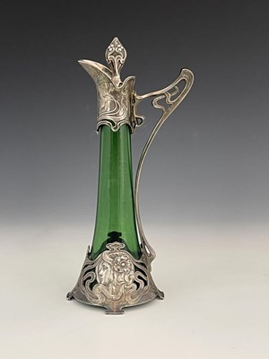 Lot 171 - WMF, a Jugendstil silver plated and green...