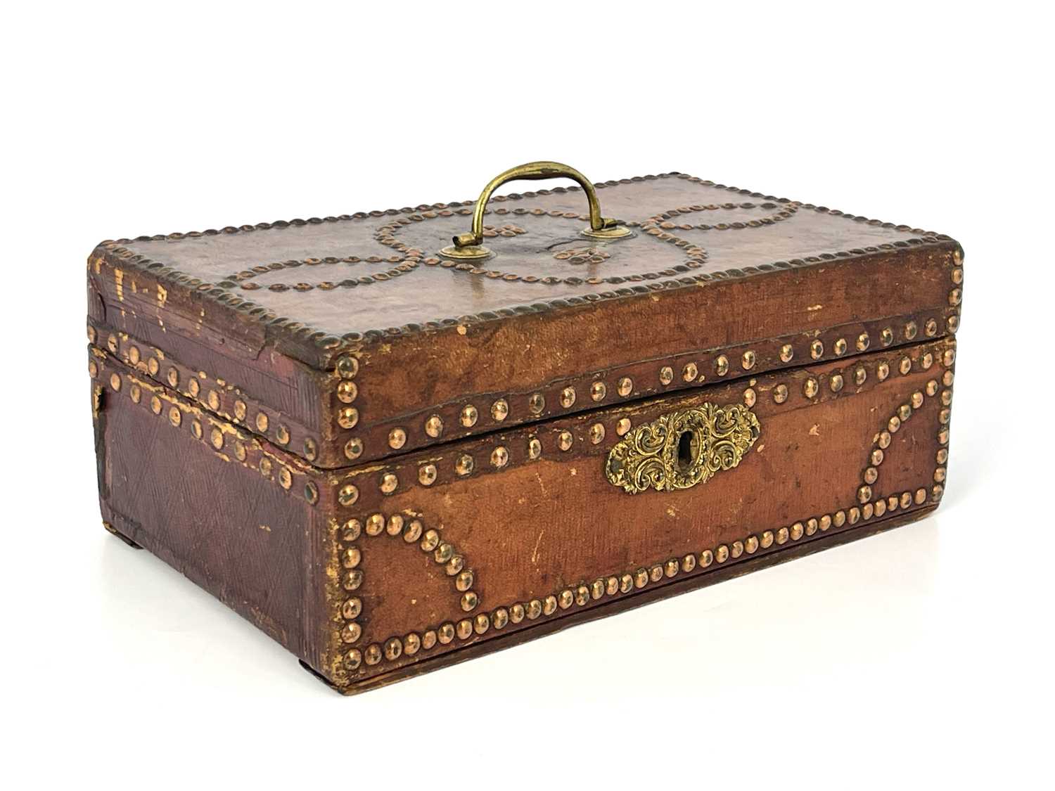Lot 209 - A George III tan leather bound and metal...