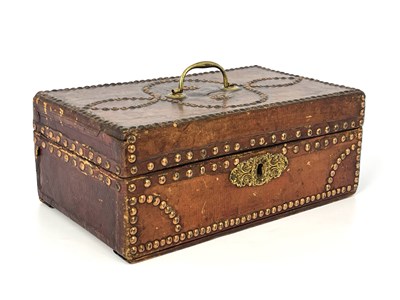 Lot 209 - A George III tan leather bound and metal...