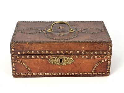 Lot 209 - A George III tan leather bound and metal...
