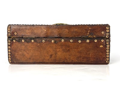 Lot 209 - A George III tan leather bound and metal...