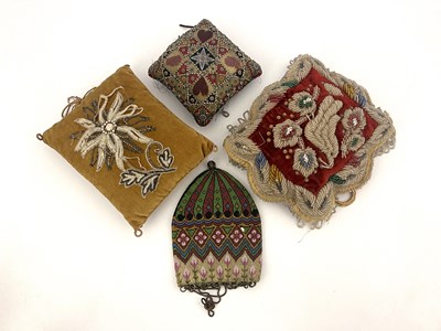 Lot 212 - A Victorian beadwork sweetheart pin cushion,...