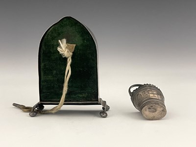 Lot 59 - An Edwardian silver desk clock and a novelty...