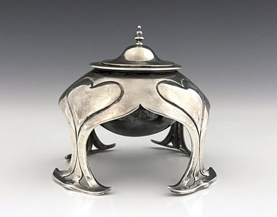 Lot 85 - An Arts and Crafts silver inkwell, Mappin and...