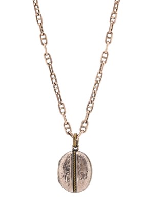 Lot 35 - A mid 20th century gold locket pendant, with chain