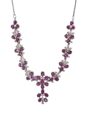 Lot 70 - A set of mid 20th century 18ct gold ruby and diamond jewellery