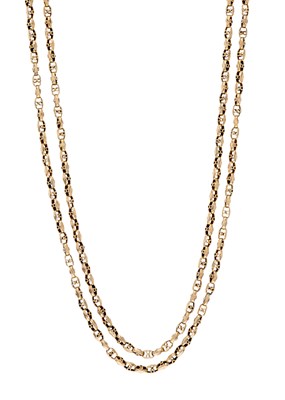 Lot 3 - A late Victorian 10ct gold longuard necklace,...