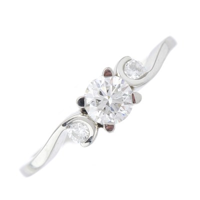 Lot 30 - A platinum brilliant-cut diamond three-stone...