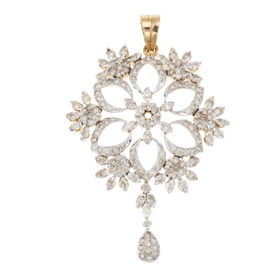 Lot 34 - A 14ct gold brilliant-cut diamond floral...