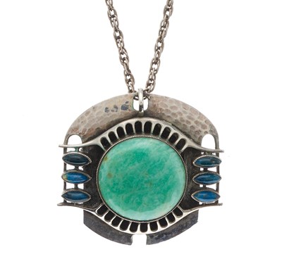Lot 54 - Theodor Fahrner, a Jugendstil silver amazonite...