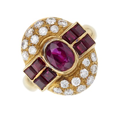 Lot 80 - Vildiridis, an 18ct gold oval-shape ruby dress...