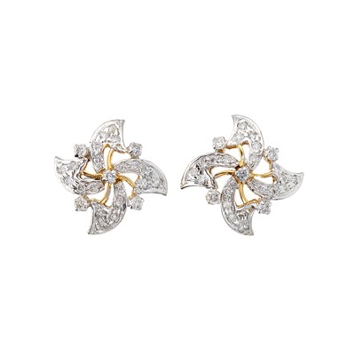 Lot 111 - A pair of 14ct gold brilliant-cut diamond...